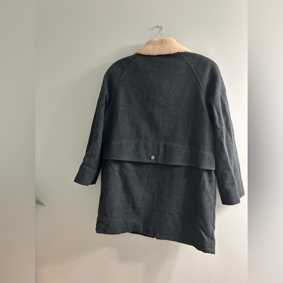 Vintage Talbots beautiful wool shearling coat green unique zip up - Picture 3 of 8